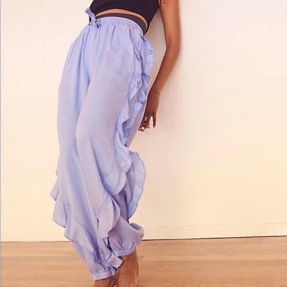 Free People Quick Thrills Ruffle Jogger Pants NWT Lilac Purple Size Small NWT - Picture 4 of 6